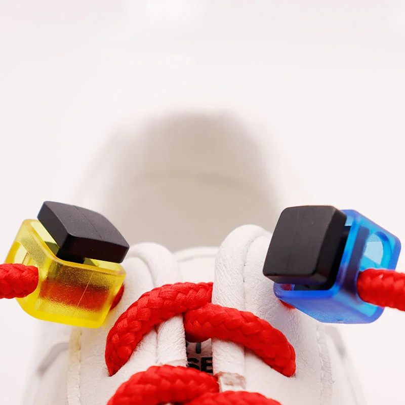Weiou Lace's Convenient Elastic Aglets 1.6*1.6CM Square Shoelace Accessory Lazier Plastic Buckle For Sneaker Rope 2Pcs/Pair