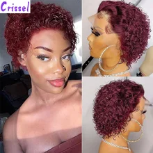 

Crissel 13X1 Lace Part Wig Kinky Curly Wigs For Women Pixie Cut Wig Human Hair Curly Lace Front Human Hair Wigs Curly