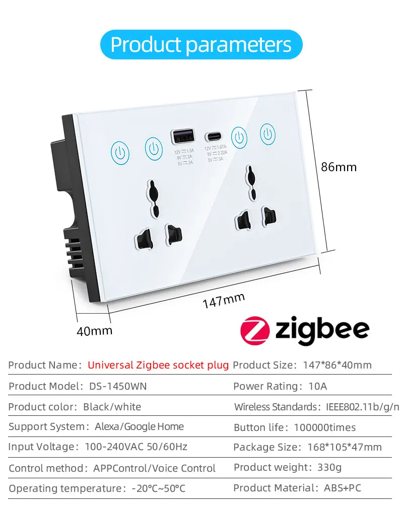 Elétrica Universal, Tomada com USB, Interruptor de