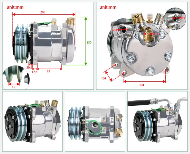 AC Compressor Sanden sd507 5H11 507 Compressor 12V / 24V 2