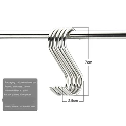 Premium Stainless Steel S Hooks for Kitchen and Butcher Shop (10pcs s hook 7cm)