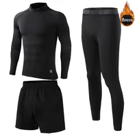 Winter Thermal Underwear Men's Warm First Layer Men's/Kids Underwear Set Plus Fleece Compression Quick Dry Second Skin Trousers 2