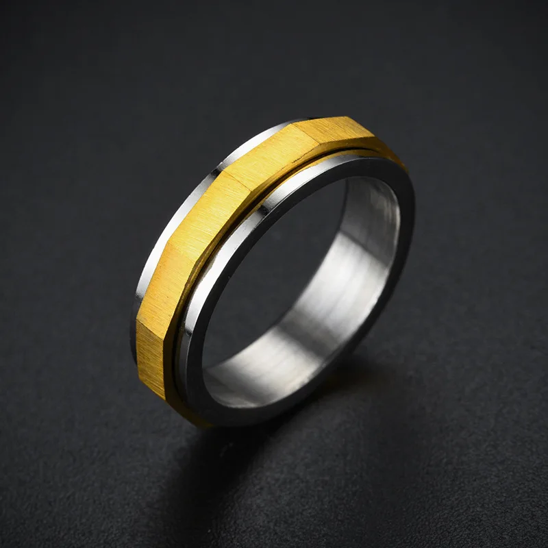 Anxiety Fidget Rings For Men Homme Stainless Steel Spinner Minimalist Rhombus Section Couple Ring Lover Gift Engagement wedding rings finger rings engagement rings zircon rings couple rings crystal rings stainless steel rings metal rings fidget rings
