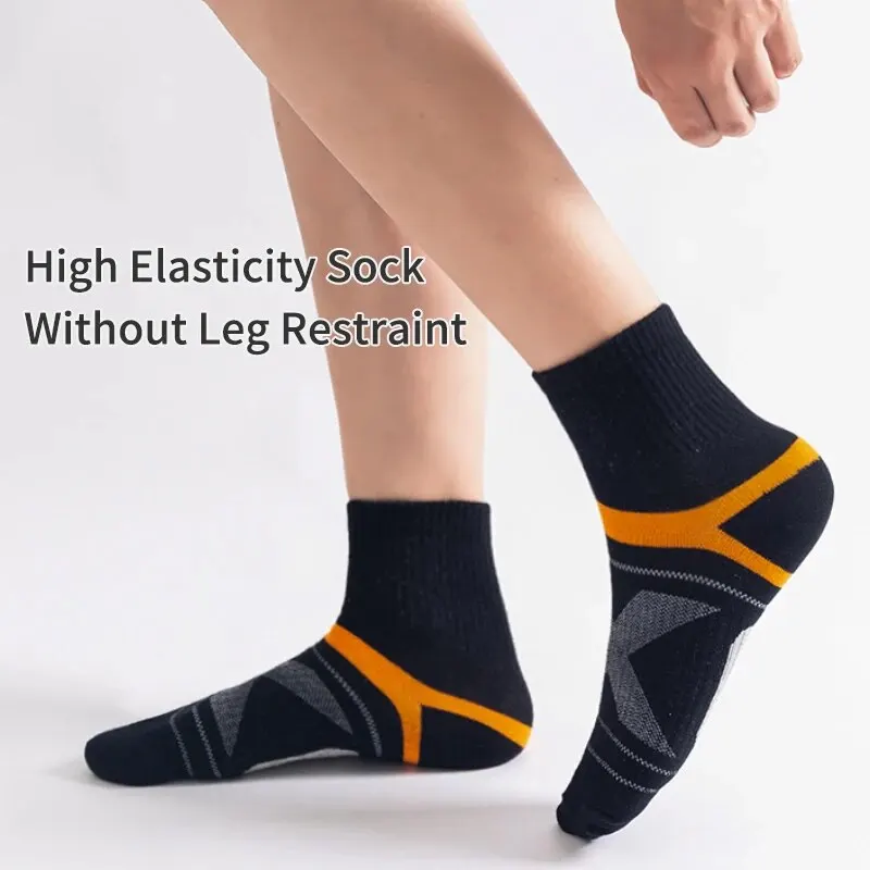 5 Pairs of Men's and Women's Four-season Outdoor Cycling Running Football Comfortable and Fashionable Cotton Mid-calf Socks 3