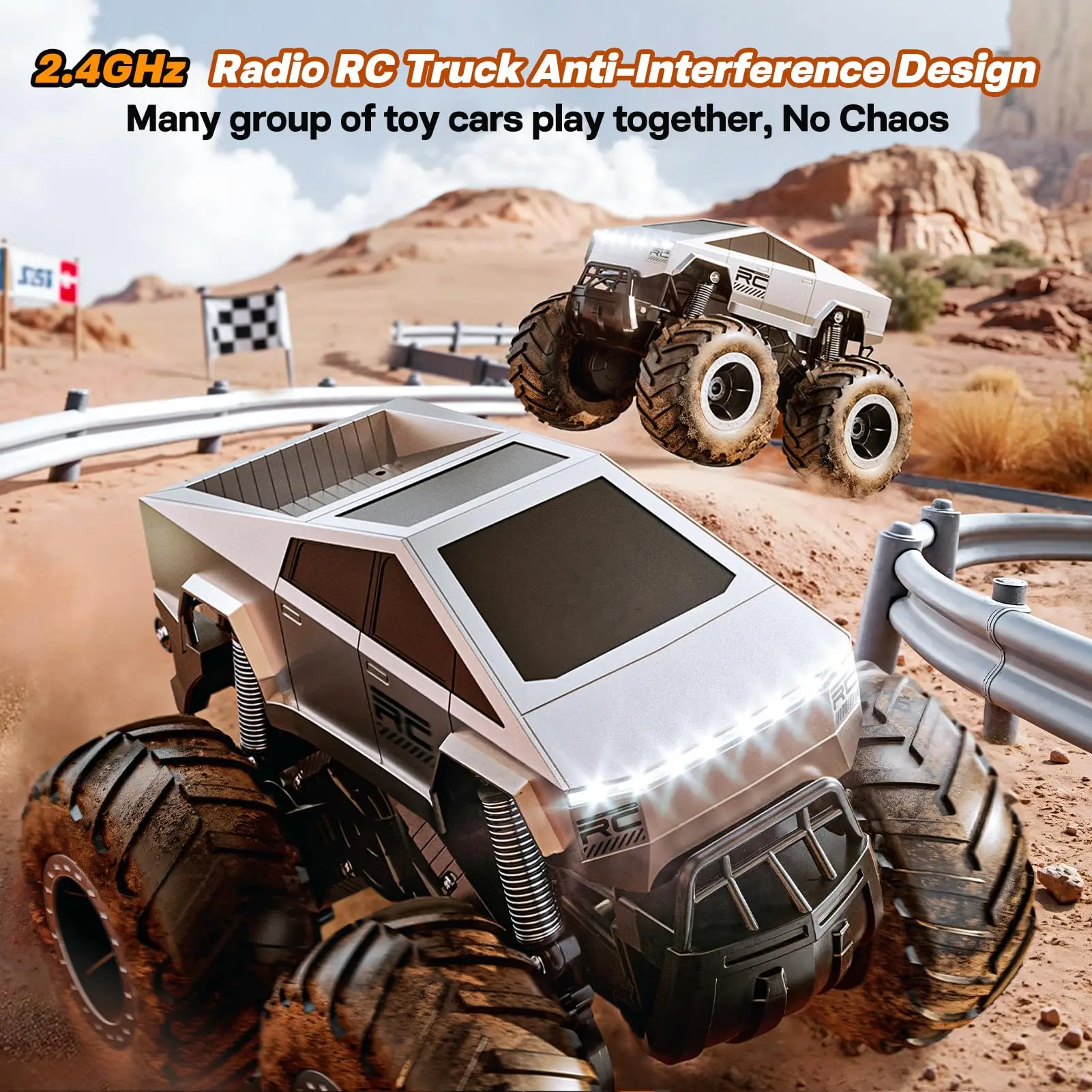 Camion RC 4WD Amphibie Tout Terrain - Batterie Lithium - Argent
