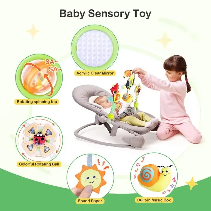 Cochecito de bebé, arco de juguete, asiento de coche, juguetes con colgante, actividad sensorial, actividad de cochecito