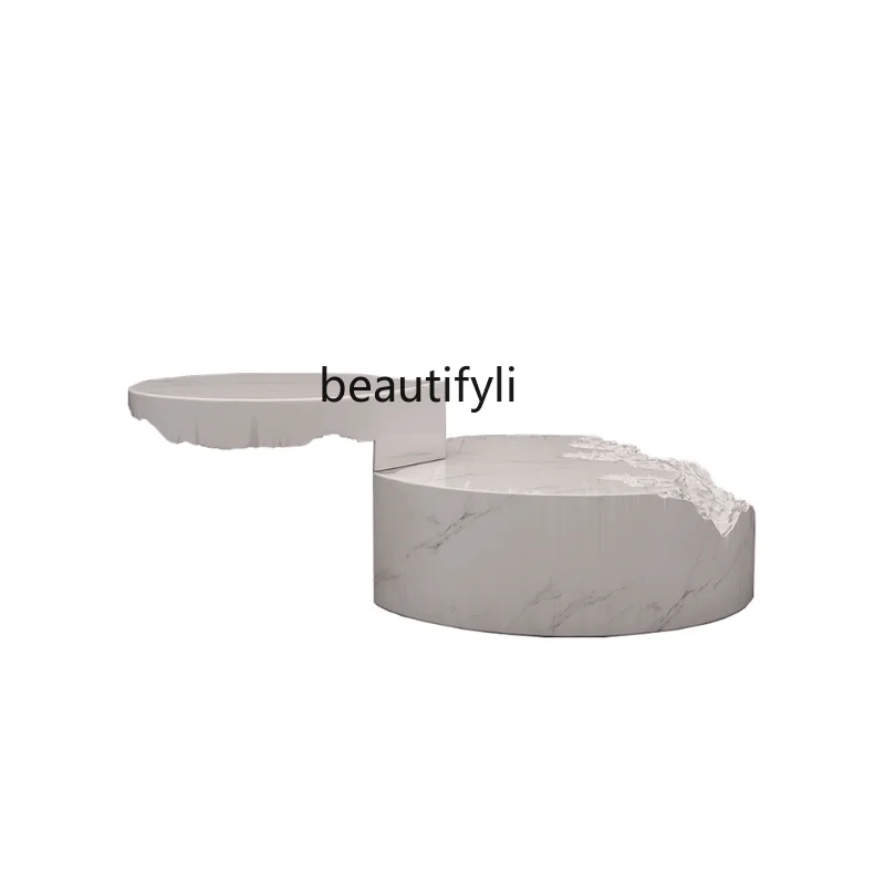 

Coffee Table Silent Style round Light Luxury Modern Creative High and Low Italian Minimalist Designer Model Art Table furniture