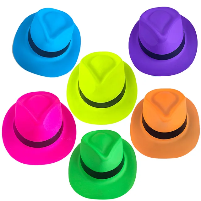 Neon Color Neon Fedora Party Hats Party Hats Bright Neon Color