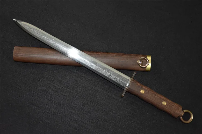 

52cm pattern steel Japanese combat training True sword Damascus steel material hand forged self-defense weapons medieval katana