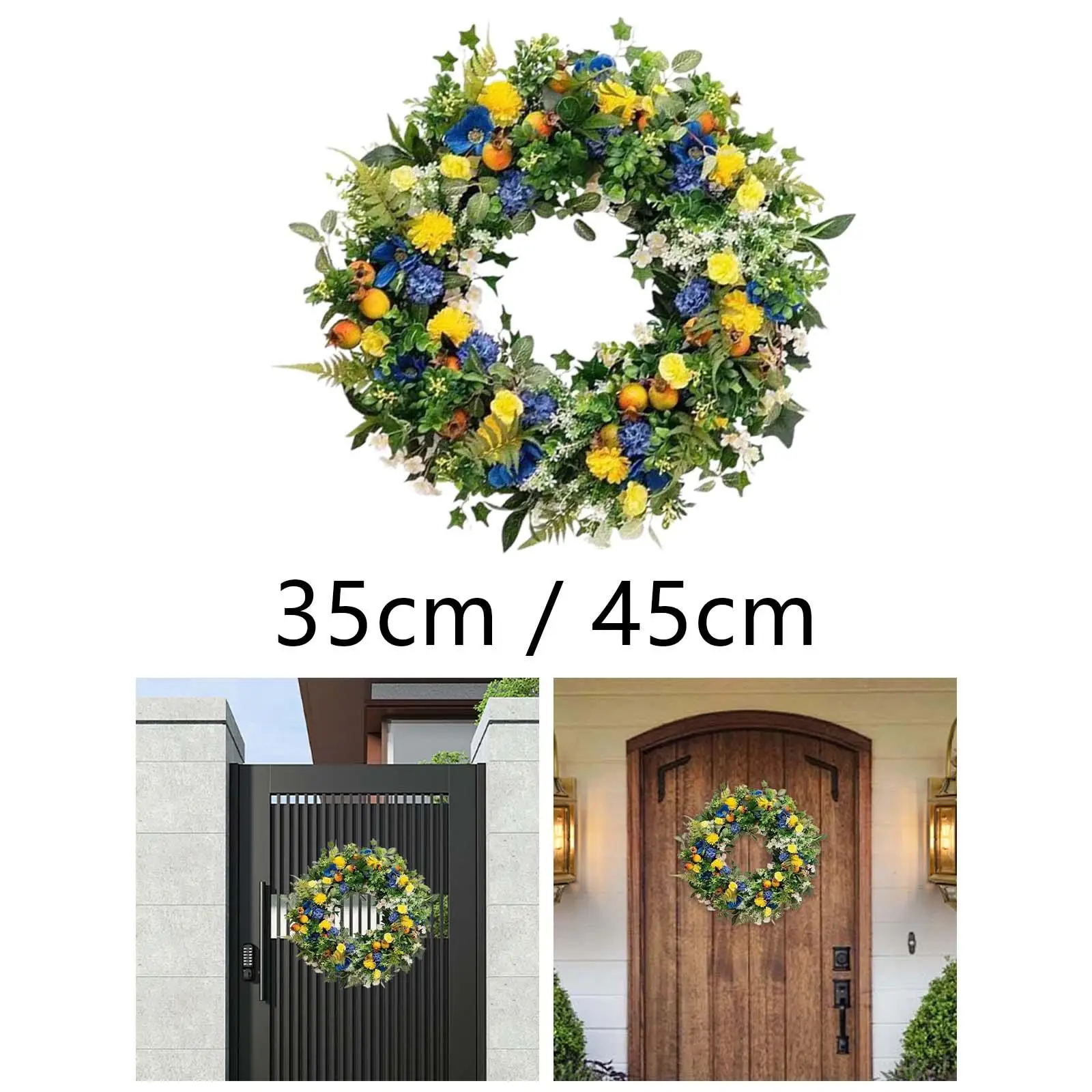 Hanging Decoration Front Door Wreath Elegant Ornament Flower Wreath Artificial Wreath for Party Porch Indoor Wedding Home