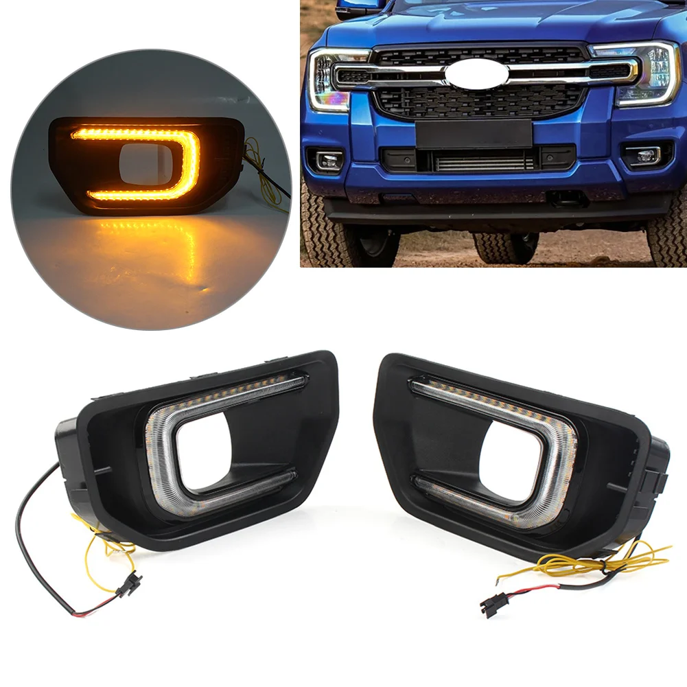 

2Pcs Car LED Daytime Running Light Yellow Turn Signal Lamp Indicator For Ford Ranger XLT Sport Platinum 2022-2023