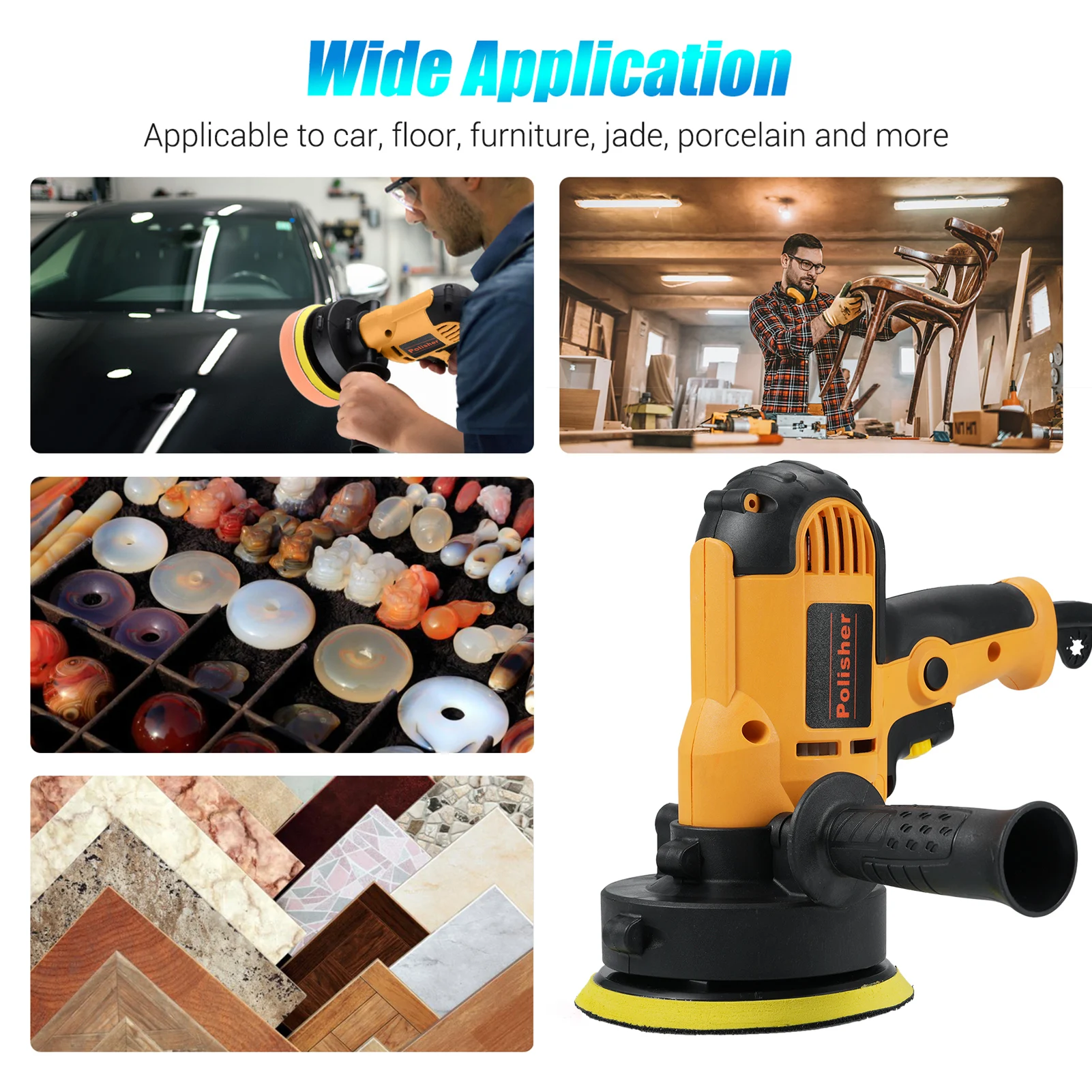 5-inch Electric Car Polisher Kit 700W Auto Car Buffer 600-3700RPM Variable Polishing Machine for Floor Furniture Ceramic Jade