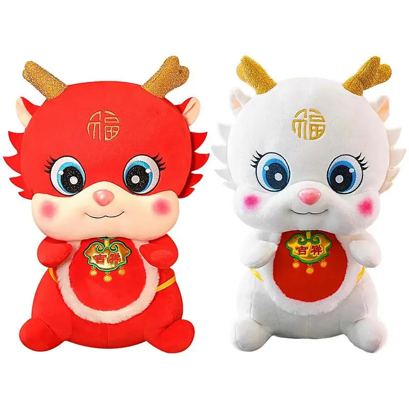 

Year Of The Dragon Plush 2024 New Year Mascot Dragon Plushies Short Plush Doll PP Cotton Filled Zodiac Toys Skin-Friendly For