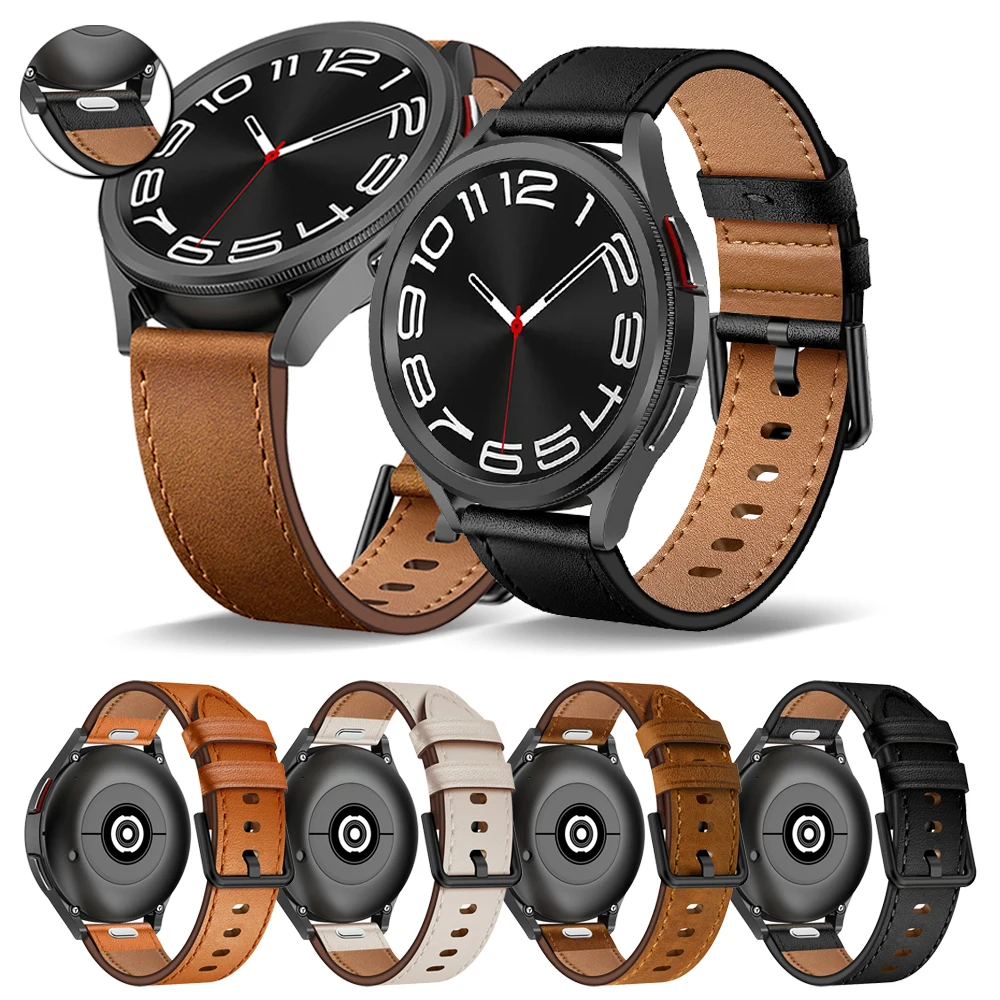 

Ремешок из натуральной кожи для Samsung Galaxy Watch 6 5 4 40 44 мм, быстросъемный браслет для Huawei Watch GT3Pro 43 мм 46 мм, 20 мм 22 мм