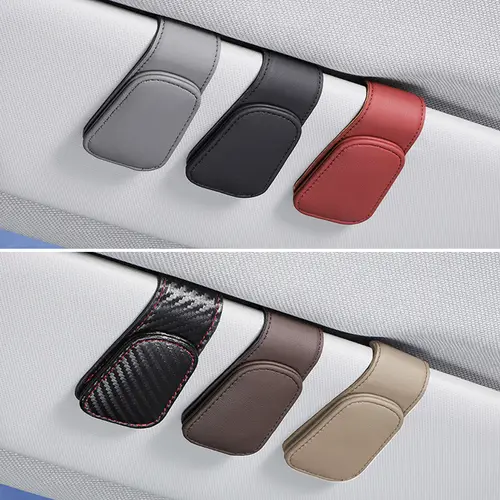 Sunglasses Holder Is Suitable for Car Sunshades Magnetic Leather Sunglasses Clip and Ticket Clip Car Sunshade Accessories - Image 5