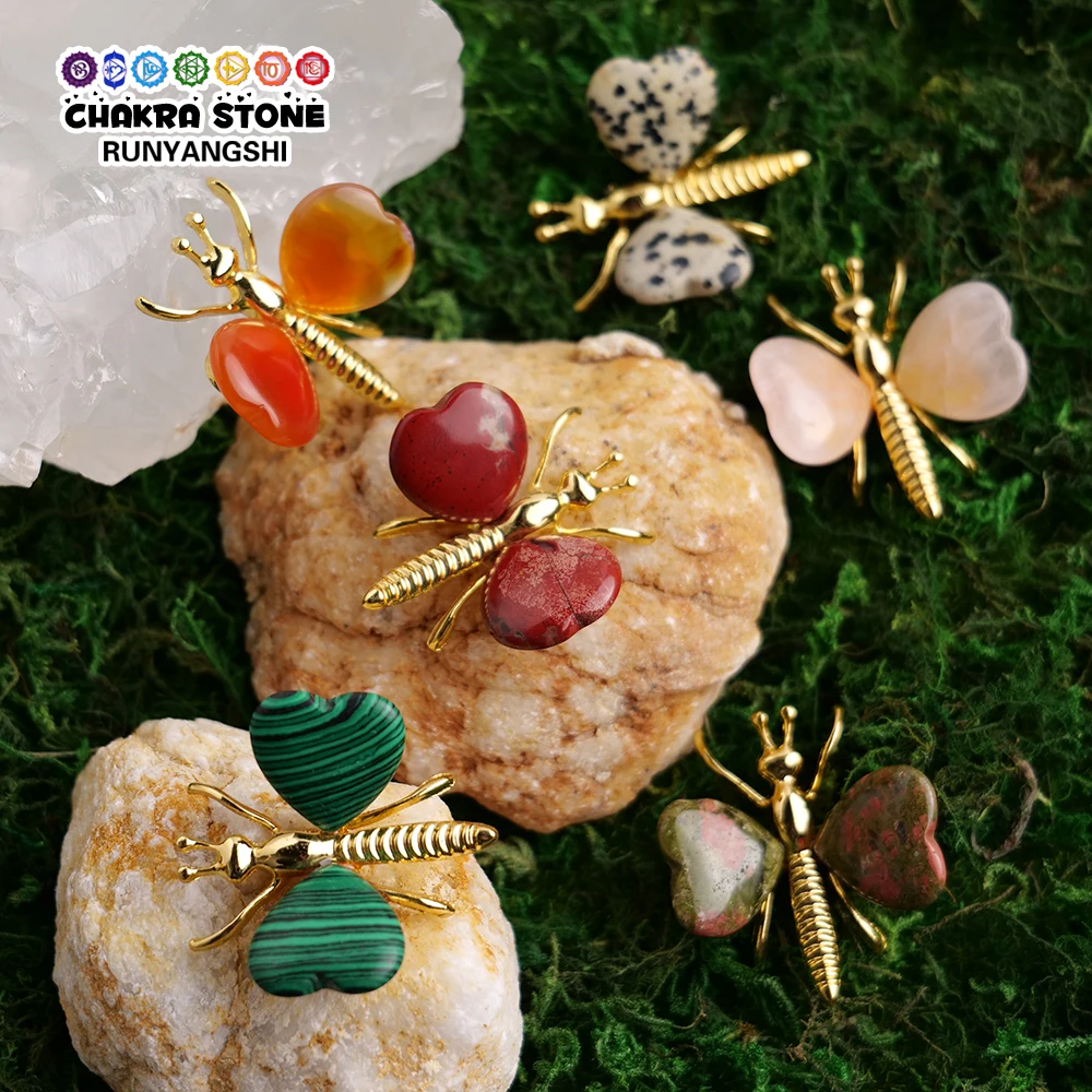 Природный драгоценный камень в форме сердца, аметист, любовь, Бабочка, сделай сам, животные, декоративный образец, детский подарок, лечение рейки