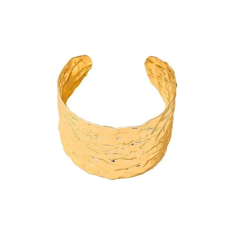 Bangles For Women Irregular Metal Cuff Bracelet Pleated Wide Edition Exaggerated Party Gift Holiday Fashion Jewelry CB042 6