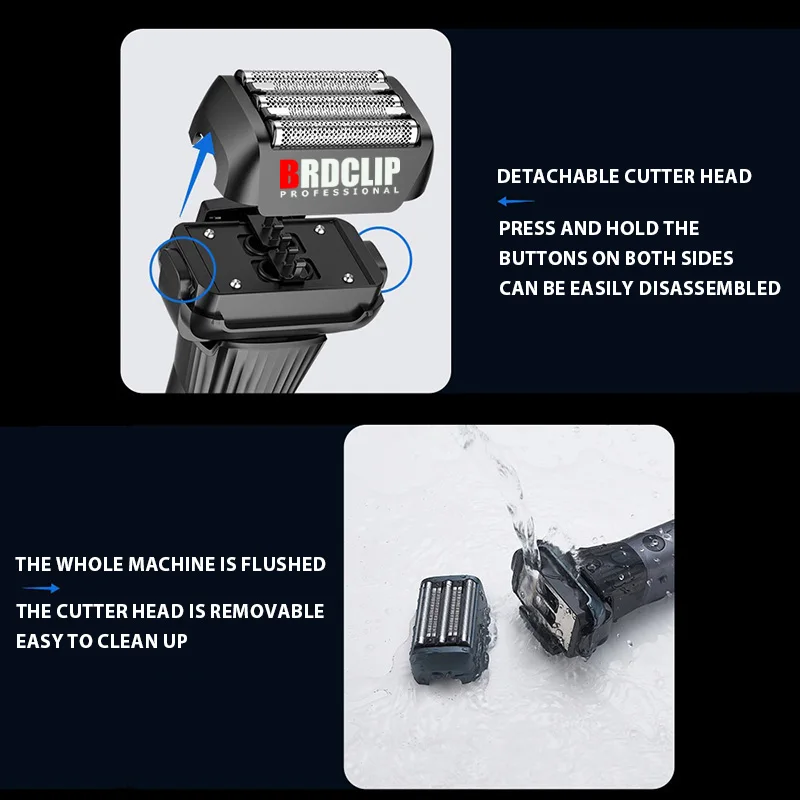 BRDCLIP FK705 Reciprocating Shaver Men's Home 5-Knife Mesh Whitener LCD Digital Display Beard Trimmer Haircut Machine 6