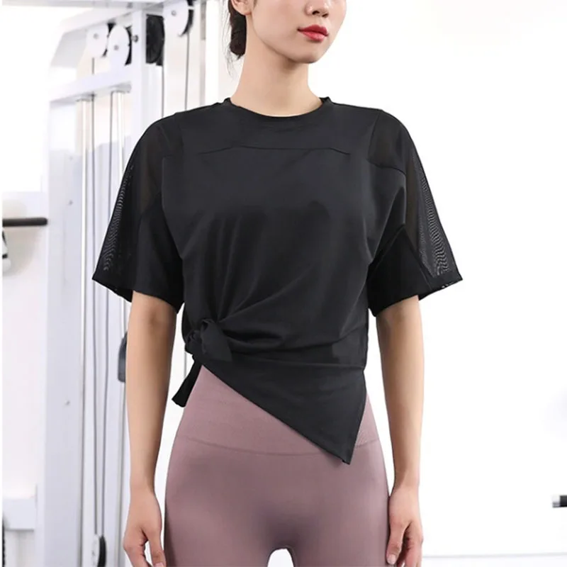 Description Picture 4 of itemWomen Yoga Top Solid Short Sleeve Sport T-Shirt Loose Fitness Yoga Top Gym Shirt Casual Running Top Training Shirt