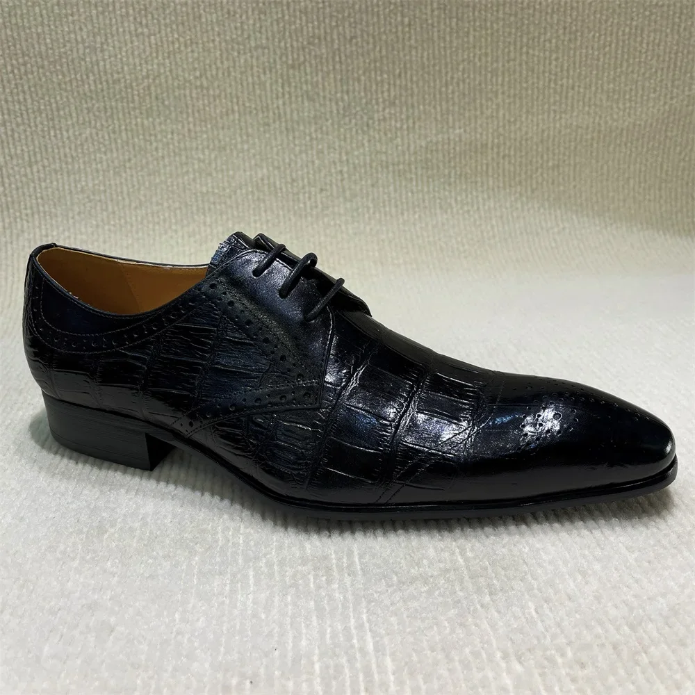 Men Luxury Italian Leather Oxfords Shoes Brown/Black Lace-Up Wedding Business Formal Fashion