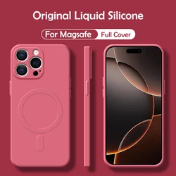 Magnetic Wireless Charging Liquid Silicone Soft Case with Magsafe Compatibility - iPhone 18 (Camellia Red)