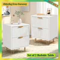 Comanlai 2 шт. Прикроватная тумбочка с 2 ящиками, тумбочка с металлическими ножками, комод для гостиной, 49x29x47 см