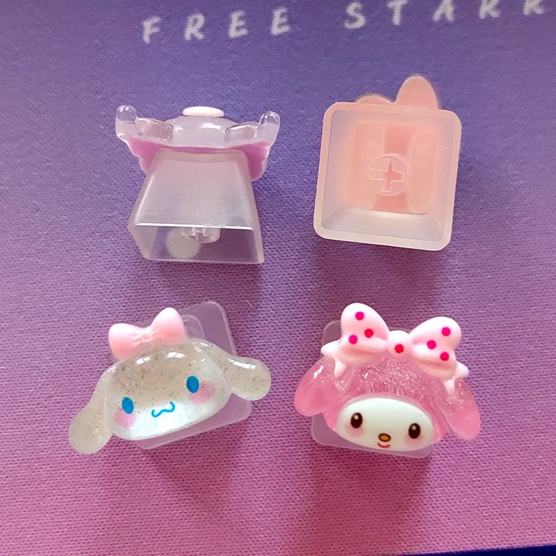 수제 DIY 사용자 정의 키 캡 MX 스위치 용 반투명 키 캡 기계식 키보드 여성 사랑 Kuromi 키 커버 R4 높이