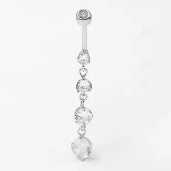925 sterling silver Dangle Belly Button Rings for Women Fashion CZ Belly Ring Dangling navel piercing jewelry