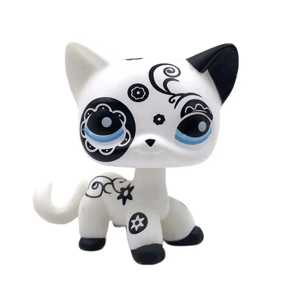 LPS CAT original Littlest pet shop Bobble head toys custom made #577  standing white short hair cat with blue eyes