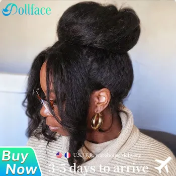 360 Invisi Strap Kinky Straight Wig Full Lace Yaki Straight Human Hair Wig Pre Plucked 200% Density For Women Choice 1