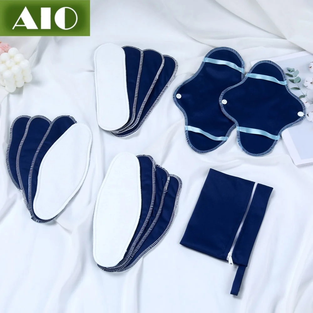AIO15pcs Maternity Washable Sanitary Pads Cotton Pul Waterproof Laminated Fabric Leakproof Maternity Special Period Panty Liners