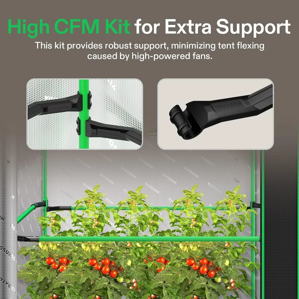 48"×24"×72" PRO Grow Tent with Thick 1 inch Poles, Strengthened High Reflective Mylar Oxford Fabric Extra Hanging Bars 3