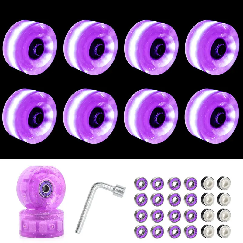 

Мигающие двухрядные коньки полиуретановые колеса 58x32 мм с подшипниками 608RS, роликовые коньки, аксессуары для колесных коньков AMB277