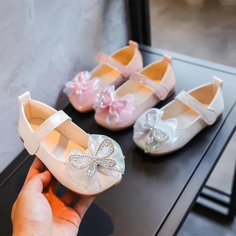 

Zapatos Niña Girls Leather Shoes Spring New Princess Anti Slip Single Shoe Hook & Loop Pink Soft Sole Children Shoes Girl Shoe