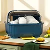 Dish Drying Rack Kitchen Utensils Drainer Rack with Folding Cover Cupboard Organizer Kitchen Storage Rack Countertop Dinnerware 5