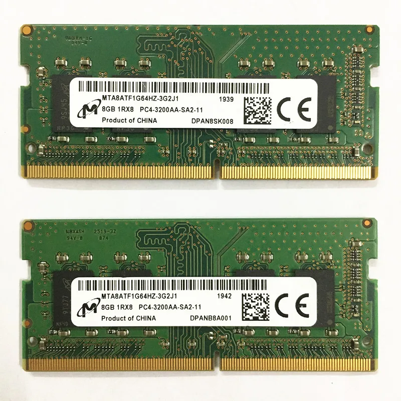 Micron PC4-3200AA-SA2-11 노트북 메모리, DDR4 8GB, 3200MHz