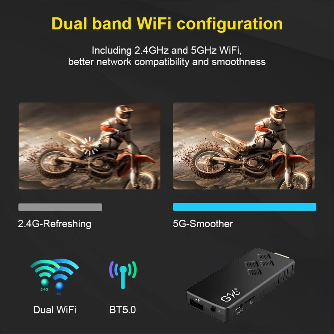 TV Stick Q2 Allwinner H313 Quad-core Android HDR10 4K BT5.0 2GB16G 2.4G/5G Dual WiFi Google Assistant Streaming Media Player