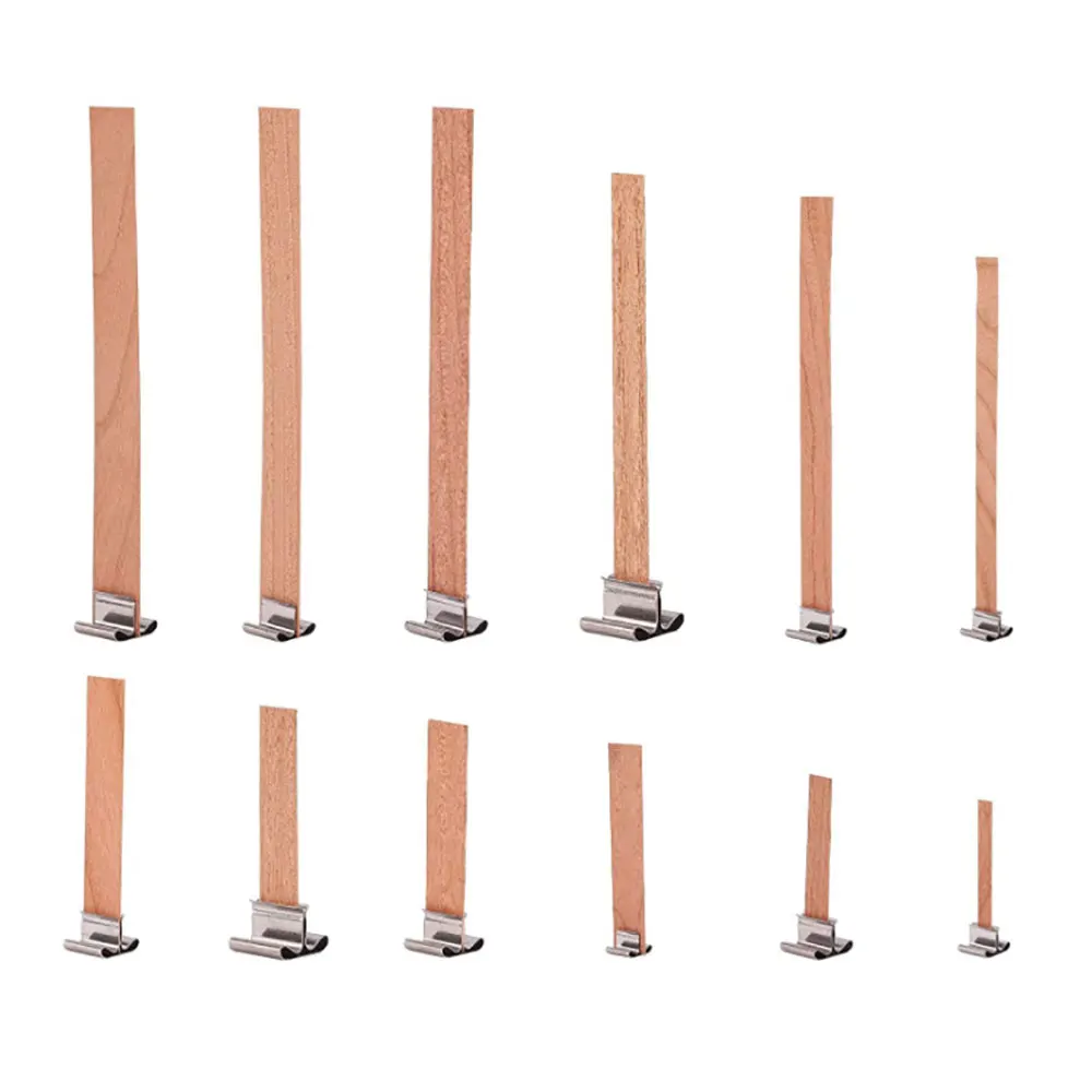 Description Picture 3 of itemFor fun 30pcs Wooden Candle Wick With Clip Base Craft Wicker Paraffin Beeswax Burning Smokeless Wick Candle Making Supplies