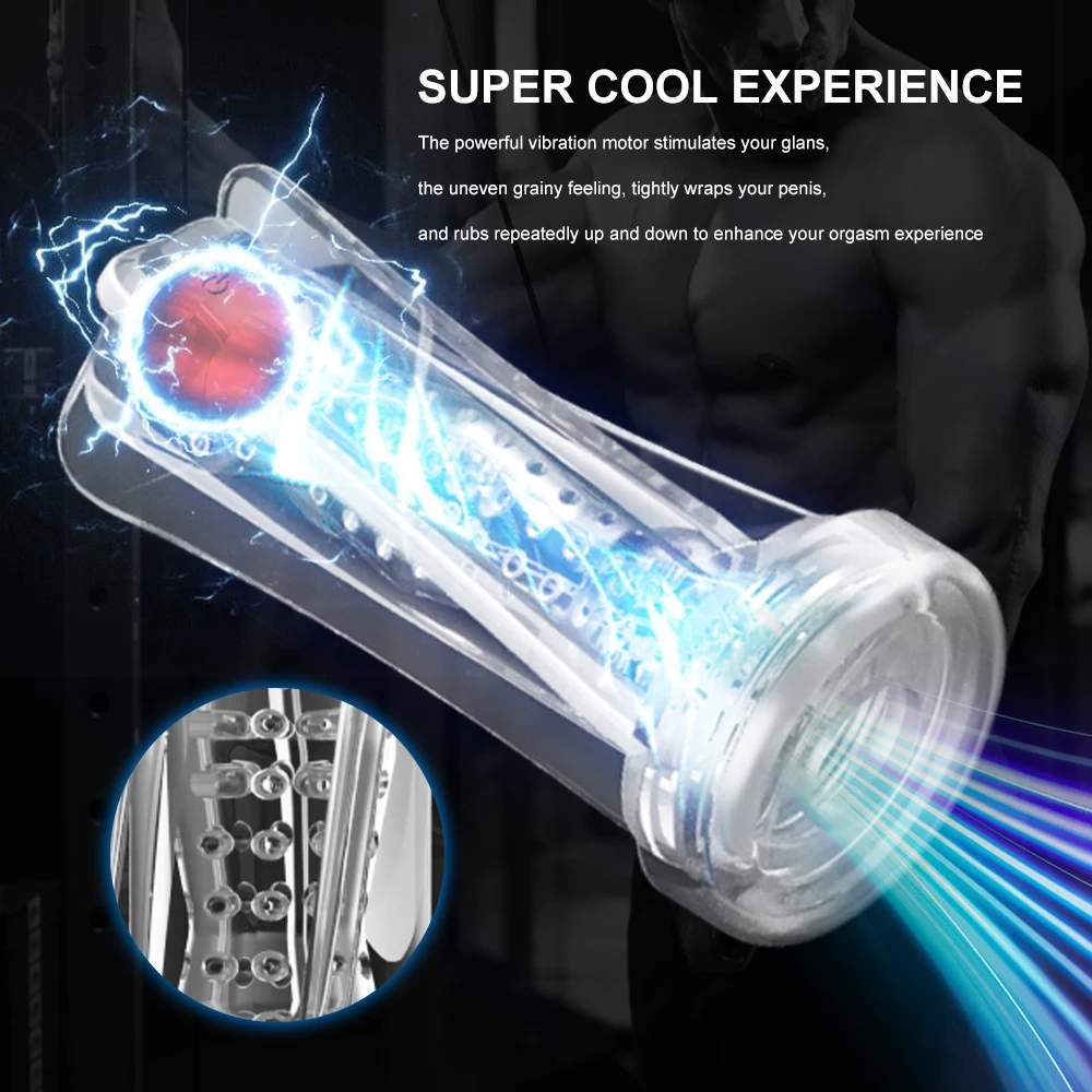 Silicone Masturbazione Tazza Esercizio di resistenza Vibrazione Masturbatore maschile Figa tascabile Giocattoli del sesso per uomini adulti_voghion.com