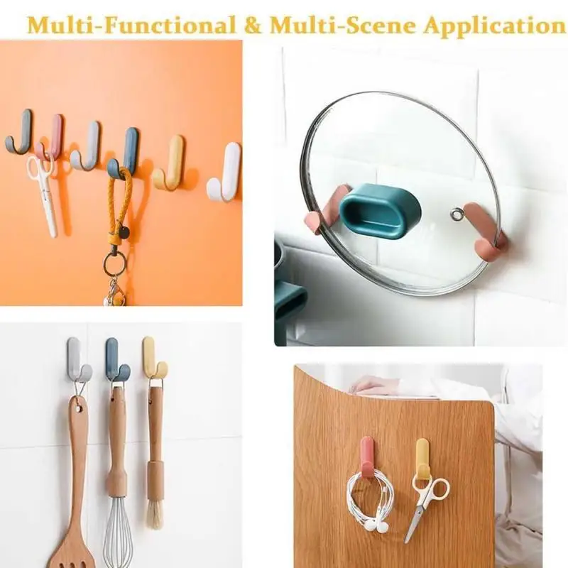6/12/24Pcs Self Adhesive Strong Wall Hooks Towel Door Key Bag Coat Hook Holder Kitchen Bathroom Accessories Home Organizer 6
