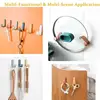 6/12/24Pcs Self Adhesive Strong Wall Hooks Towel Door Key Bag Coat Hook Holder Kitchen Bathroom Accessories Home Organizer 6