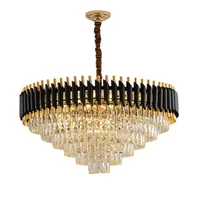 Modern Luxury K9 Crystal Chandeliers Black Metal Pendant Light for Living Room Bedroom  Led Indoor Lighting Home Decoration 1