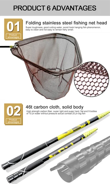 Hi Fiscarbon Fiber Telescoping Fly Fishing Net - 4.0m Retractable