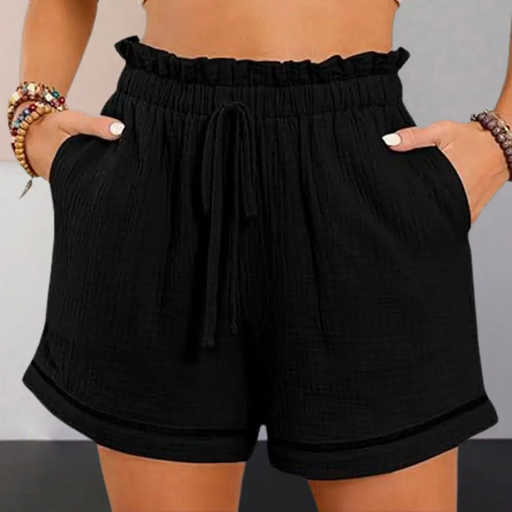 

Vacation Shorts Stylish Women's High Waist Drawstring Shorts with Side Pockets A-line Pleated Mini Shorts for Club Party Dating