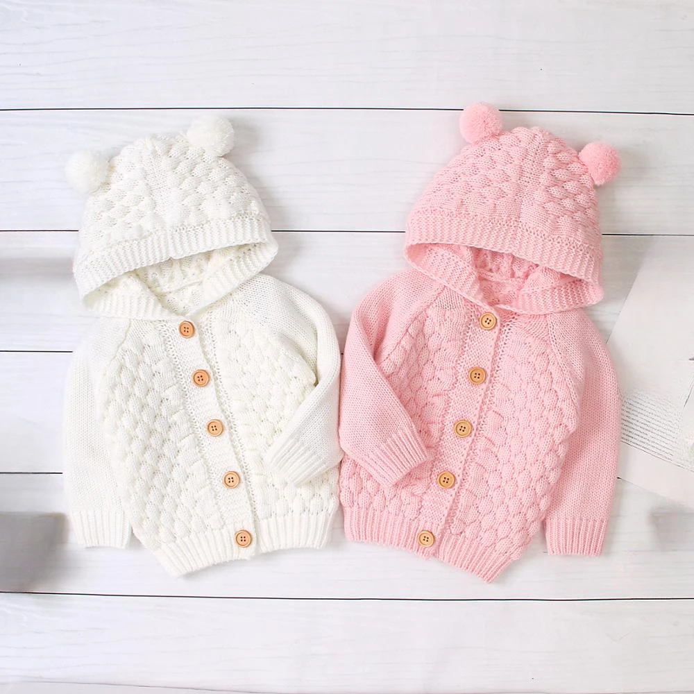 

Baby Girl Winter Clothes 0-24M Winter Baby Girls Boys Knitted Hoodie Sweater Tops Warm Autumn Kids Long Sleeve Jacket Outwear