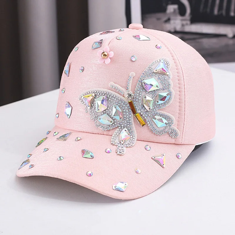 Colorful Rhinestone Butterfly Baseball Cap Trendy Sun Hats For Women