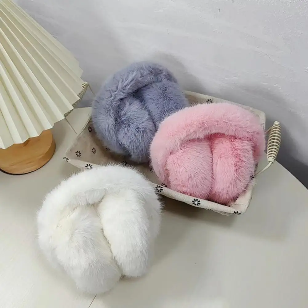 Winter Headphones Solid Color Elastic Non-slip Cute Unisex Earmuffs Winter Soft Thickened Plush Headband Ear Warmer warm earmuffs,fur earmuffs