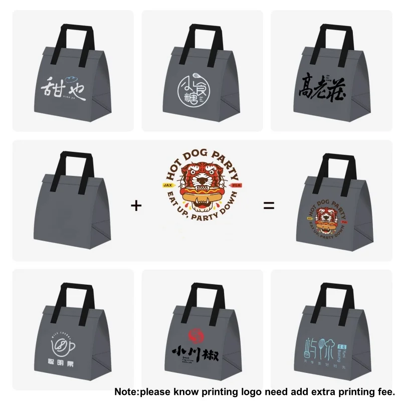 10pcs Grey Non-Woven Insulated Tote Bags – Reusable Portable Pouches for Bread, Food, B... - SKU NITB1619 - UGI Packaging