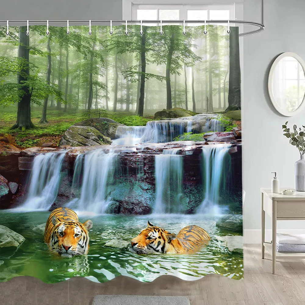 Shower Curtains Polyester Bathroom Decor with Hooks