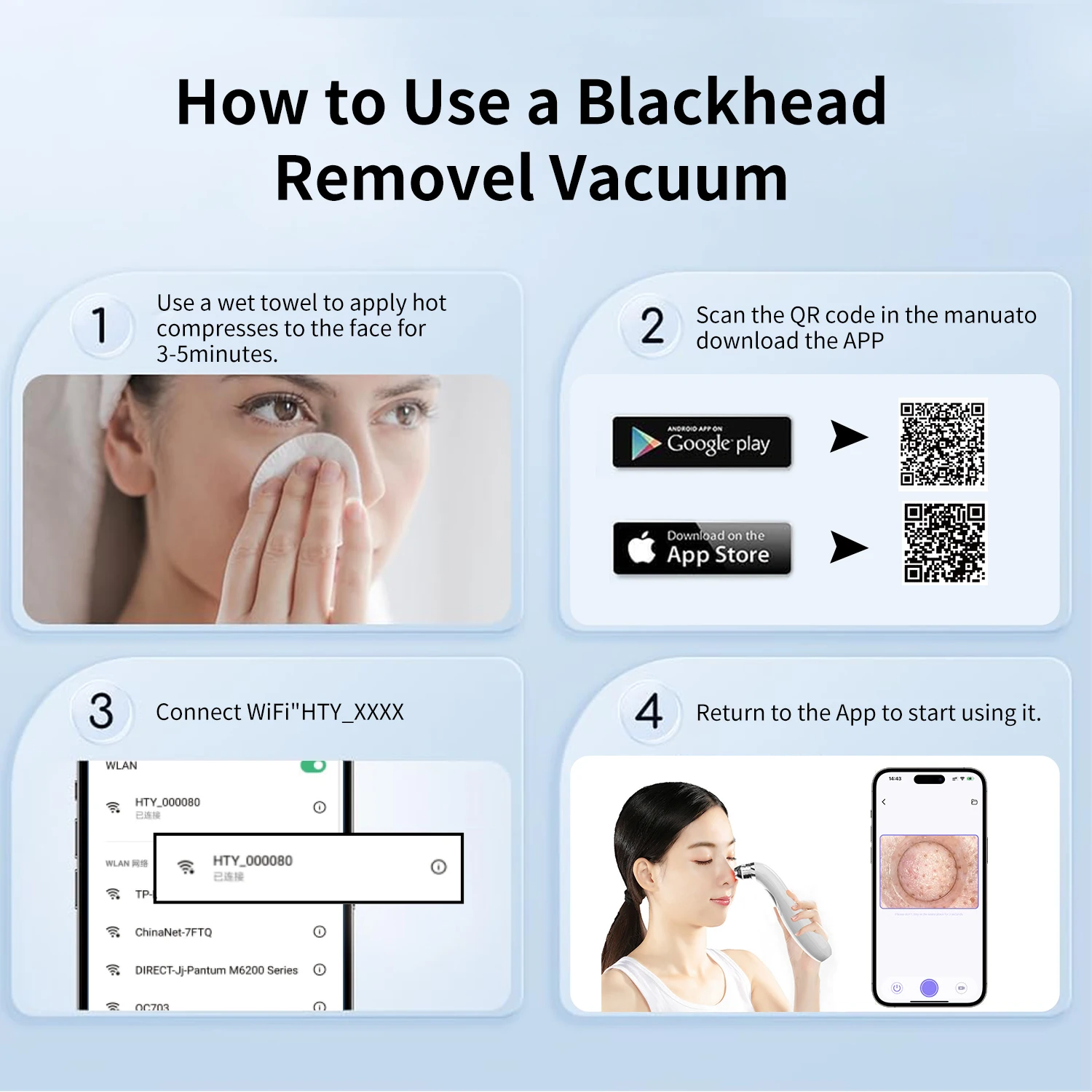 Facial Beauty Instrument Blackhead Remover Blackhead Instrument Skin Care Device Blackhead Remover Pore Vacuum with Camera Upgraded Black Head Remover for Face 5 Modes 3 Probes Pimple Popper Tool Kit